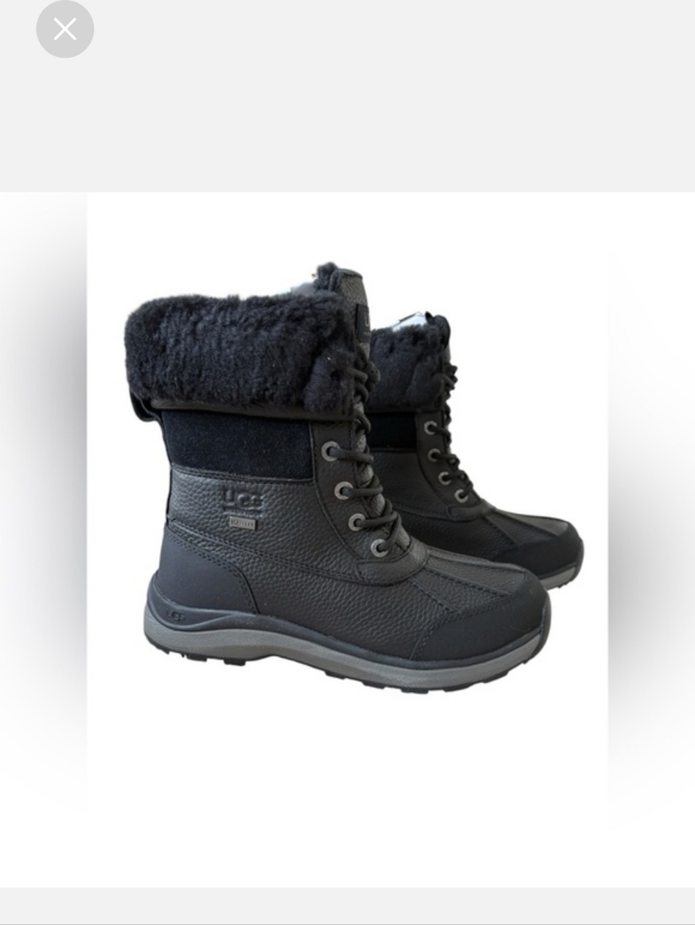 UGG Women's Adirondack III Black / Black Leather Wateproof Boots 1095141 sz 6.5